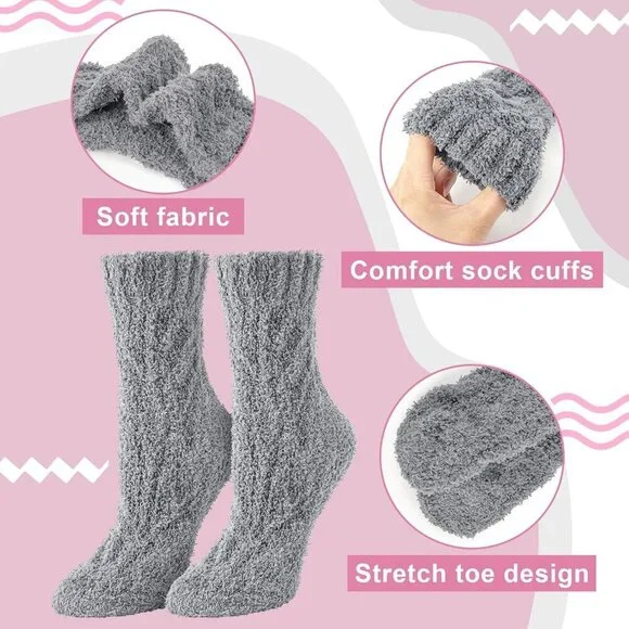 ⭐ 7-Pair Women’s Winter Fuzzy Socks Cozy Fluffy Warm Christmas Gift Set